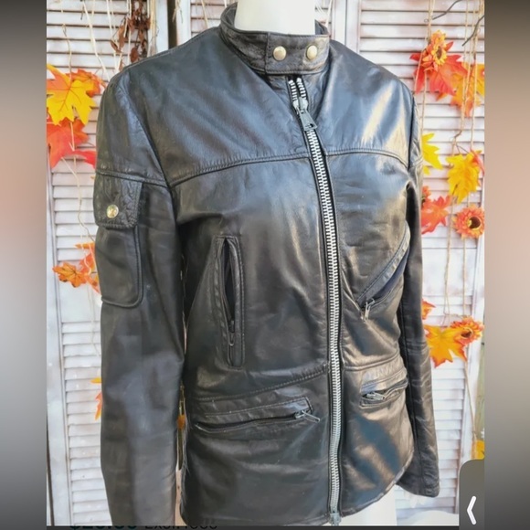 DROSPO INC Leather Vintage jacket, moto style - Picture 2 of 9